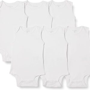Amazon Essentials Unisex Babies' Sleeveless Cotton Rib Bodysuits, Pack of 6