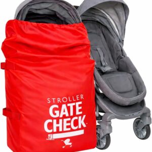 J.L. Childress Gate Check Bag for Single & Some Double Strollers - Travel Bag for Airplane, Fits Most Standard Baby Strollers, Airport Accessories for Gate Check, Flying Essentials - Red