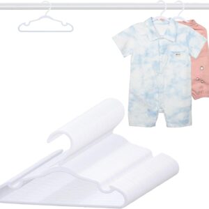60 Pack White Baby Hangers 11.42 Inch - Kids Non-Slip Clothes Hangers for Infant & Child, Durable Plastic Children's Hangers for Closet, Pants, Coats, Skirts