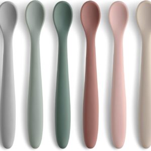 6-Piece Silicone Baby Feeding Spoons, First Stage Infant Spoons
