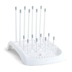 Munchkin Fold Baby Bottle Drying Rack - Compact Design Folds Flat for Easy Storage, White/Grey