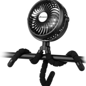 AMACOOL Battery Operated Stroller Fan, Baby Travel Essentials for Beach Disney, Newborn Boy & Girl Showers Gifts Registry Search, Rechargeable Clip On Fan for Car Seat Wagon Crib Bike Treadmill