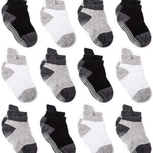 Zaples Baby Non Slip Grip Ankle Socks with Non Skid Soles for Infants Toddlers Kids Boys Girls