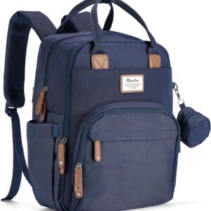 RUVALINO Diaper Bag Backpack, Multifunction Travel Back Pack Maternity Baby Changing Bags, Diaper Changing Totes, Waterproof and Stylish, Navy Blue
