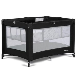 Dream On Me Zazzy Portable Playard with Bassinet in Black, Lightweight Packable and Easy Setup Baby Playard with Mattress and Travel Bag