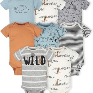 Gerber baby-boys 8-pack Short Sleeve Onesies Bodysuits