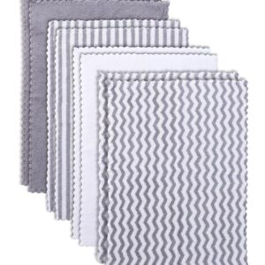 8 Pack Super Soft Baby Burp Cloths, Baby Washcloths, Ultra Absorbent Large Newborn Burping Cloth for Boy and Girl, Milk Spit Up Rags, Unisex for Baby Sensitive Skin, Grey and White, 16 ? 12 Inch